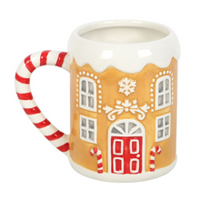 Load image into Gallery viewer, Candy Cane Gingerbread House Mug