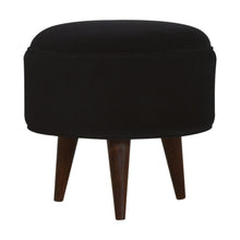 Load image into Gallery viewer, Black Velvet Round Footstool