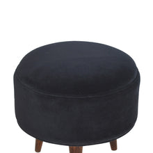 Load image into Gallery viewer, Black Velvet Round Footstool