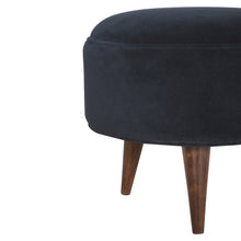 Load image into Gallery viewer, Black Velvet Round Footstool