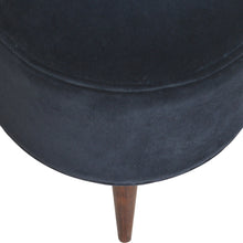 Load image into Gallery viewer, Black Velvet Round Footstool