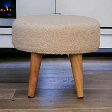 Load image into Gallery viewer, Nordic Style Cream Boucle Round Footstool