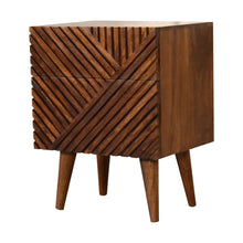 Load image into Gallery viewer, Chestnut Ridged Carved Line Bedside Table