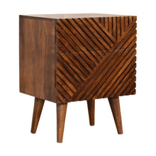 Load image into Gallery viewer, Chestnut Ridged Carved Line Bedside Table