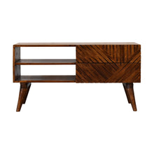 Load image into Gallery viewer, Chestnut Ridged Carved Line Media TV Unit