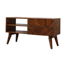 Load image into Gallery viewer, Chestnut Ridged Carved Line Media TV Unit