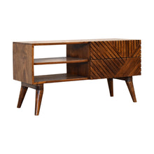 Load image into Gallery viewer, Chestnut Ridged Carved Line Media TV Unit