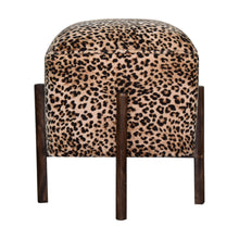 Load image into Gallery viewer, Leopard Print Velvet Footstool - Squared