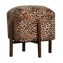Load image into Gallery viewer, Leopard Print Velvet Footstool - Squared