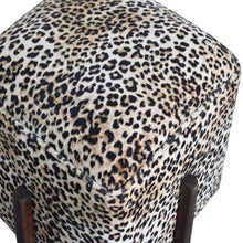 Load image into Gallery viewer, Leopard Print Velvet Footstool - Squared