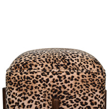Load image into Gallery viewer, Leopard Print Velvet Footstool - Squared