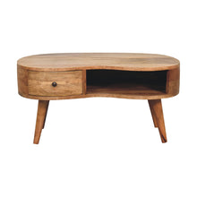 Load image into Gallery viewer, Oak Curved Wooden Storage Coffee Table