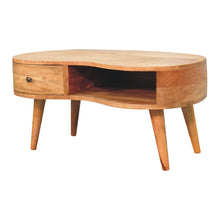 Load image into Gallery viewer, Oak Curved Wooden Storage Coffee Table