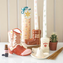 Load image into Gallery viewer, Brown Cowboy Boot Candle Holder with Taper Candle