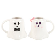 Load image into Gallery viewer, Mr and Mrs Boo Ghost Shaped Halloween Mug Set