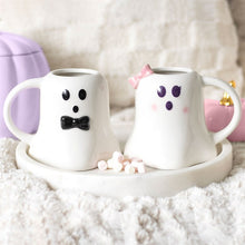 Load image into Gallery viewer, Mr and Mrs Boo Ghost Shaped Halloween Mug Set