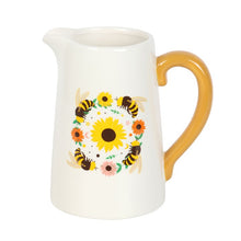 Load image into Gallery viewer, Summer Bee and Sunflower Ceramic Flower Jug