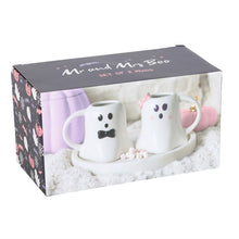 Load image into Gallery viewer, Mr and Mrs Boo Ghost Shaped Halloween Mug Set