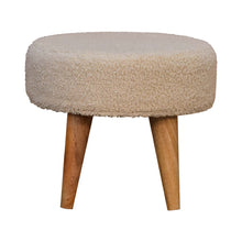 Load image into Gallery viewer, Nordic Style Cream Boucle Round Footstool