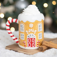 Load image into Gallery viewer, Candy Cane Gingerbread House Mug