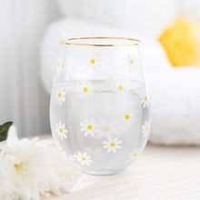 Load image into Gallery viewer, All Over Daisy Print Stemless Wine Glass