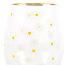 Load image into Gallery viewer, All Over Daisy Print Stemless Wine Glass