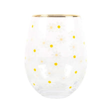 Load image into Gallery viewer, All Over Daisy Print Stemless Wine Glass