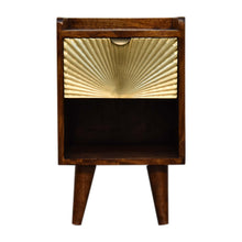 Load image into Gallery viewer, Gold Sunburst Chestnut Mini Bedside Table