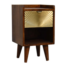 Load image into Gallery viewer, Gold Sunburst Chestnut Mini Bedside Table