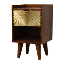 Load image into Gallery viewer, Gold Sunburst Chestnut Mini Bedside Table
