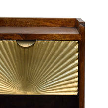 Load image into Gallery viewer, Gold Sunburst Chestnut Mini Bedside Table