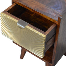 Load image into Gallery viewer, Gold Sunburst Chestnut Mini Bedside Table