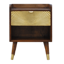 Load image into Gallery viewer, Gold Sunburst Chesnut Medium Bedside Table