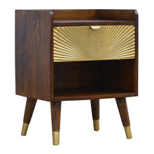 Load image into Gallery viewer, Gold Sunburst Chesnut Medium Bedside Table
