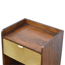 Load image into Gallery viewer, Gold Sunburst Chesnut Medium Bedside Table