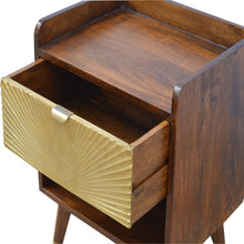 Load image into Gallery viewer, Gold Sunburst Chesnut Medium Bedside Table