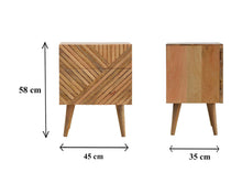 Load image into Gallery viewer, Oak Carved Line Bedside Table