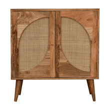 Load image into Gallery viewer, Wooden Oak Rattan Leaf Door Cabinet