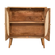 Load image into Gallery viewer, Wooden Oak Rattan Leaf Door Cabinet
