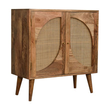 Load image into Gallery viewer, Wooden Oak Rattan Leaf Door Cabinet