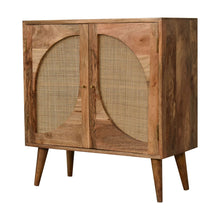 Load image into Gallery viewer, Wooden Oak Rattan Leaf Door Cabinet