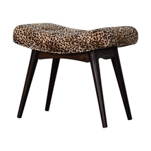 Load image into Gallery viewer, Leopard Print Velvet Upholstered Bench With Angled Seat