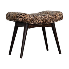 Load image into Gallery viewer, Leopard Print Velvet Upholstered Bench With Angled Seat