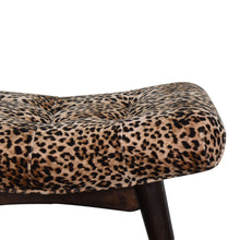 Load image into Gallery viewer, Leopard Print Velvet Upholstered Bench With Angled Seat