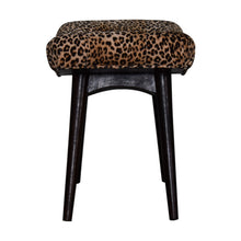 Load image into Gallery viewer, Leopard Print Velvet Upholstered Bench With Angled Seat