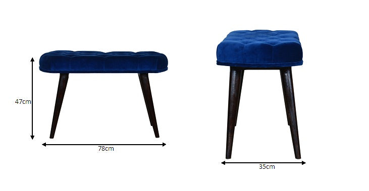 Blue velvet deals tufted bench