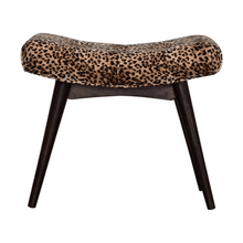 Load image into Gallery viewer, Leopard Print Velvet Upholstered Bench With Angled Seat