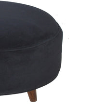Load image into Gallery viewer, Black Velvet Round Footstool
