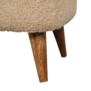 Cream Boucle Footstool