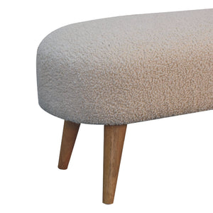 Cream Rounded Boucle Bench